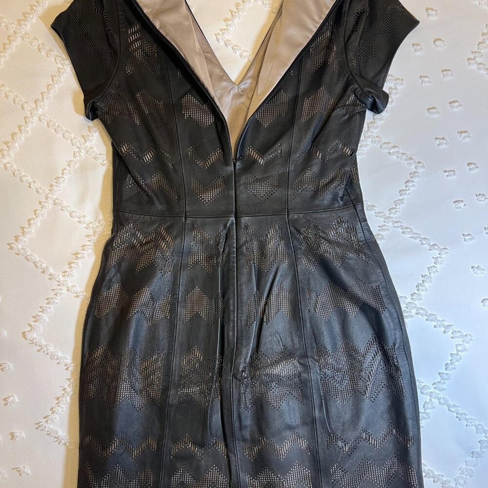 Parker black leather mini dress Large - Picture 4 of 16